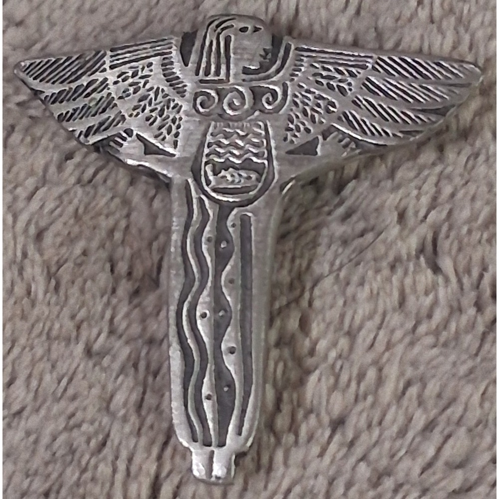 Vtg Urban Fetishes Alice Warder Seely Pewter Winged Isis‎ Egyption Brooch 90s